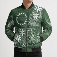 Sage Green Kuki Airani Tapakau Bomber Puffer Jacket Tribal Anchor Mix Tiare