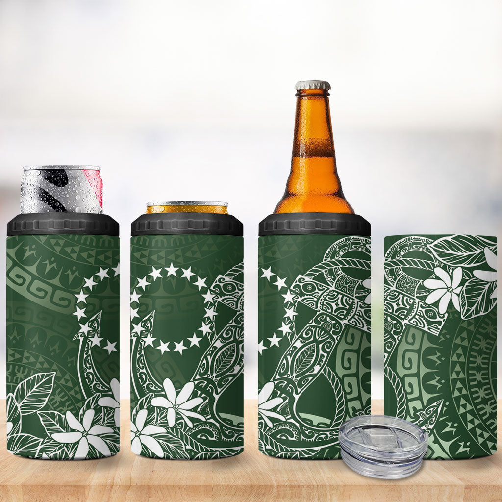 Sage Green Kuki Airani Tapakau 4 in 1 Can Cooler Tumbler Tribal Anchor Mix Tiare