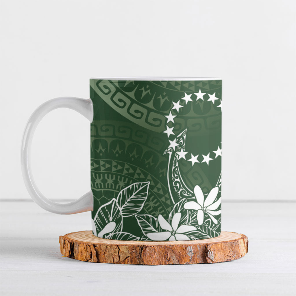 Sage Green Kuki Airani Tapakau Ceramic Mug Tribal Anchor Mix Tiare