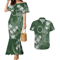 Sage Green Kuki Airani Tapakau Couples Matching Mermaid Dress and Hawaiian Shirt Tribal Anchor Mix Tiare