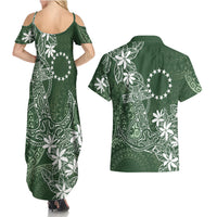 Sage Green Kuki Airani Tapakau Couples Matching Summer Maxi Dress and Hawaiian Shirt Tribal Anchor Mix Tiare