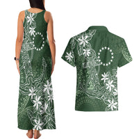 Sage Green Kuki Airani Tapakau Couples Matching Tank Maxi Dress and Hawaiian Shirt Tribal Anchor Mix Tiare