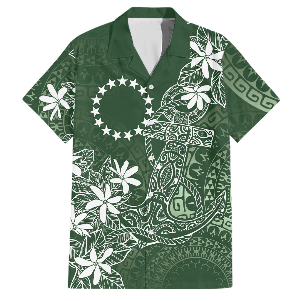 Sage Green Kuki Airani Tapakau Family Matching Long Sleeve Bodycon Dress and Hawaiian Shirt Tribal Anchor Mix Tiare