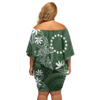 Sage Green Kuki Airani Tapakau Family Matching Off Shoulder Short Dress and Hawaiian Shirt Tribal Anchor Mix Tiare