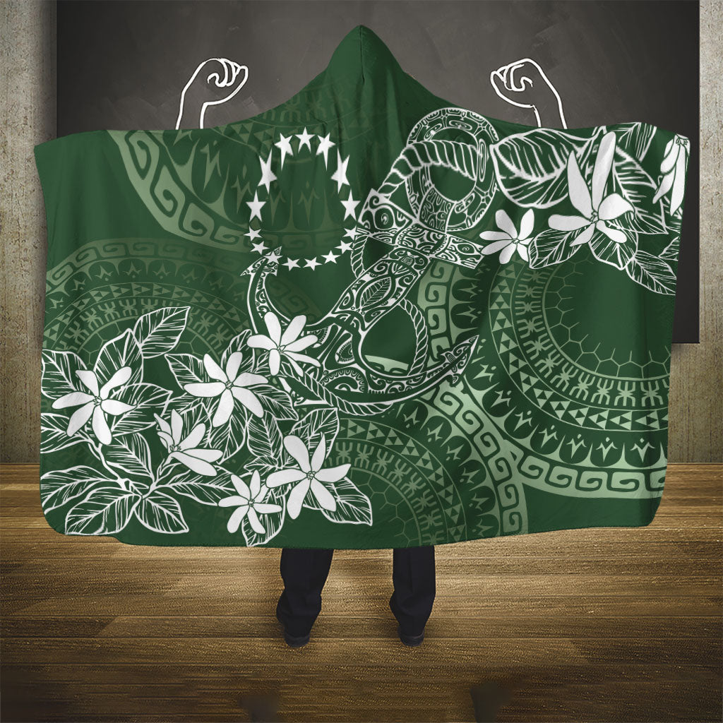 Sage Green Kuki Airani Tapakau Hooded Blanket Tribal Anchor Mix Tiare