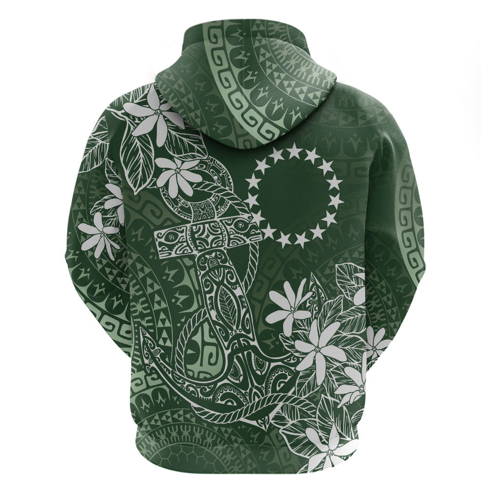 Sage Green Kuki Airani Tapakau Hoodie Tribal Anchor Mix Tiare