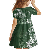 Sage Green Kuki Airani Tapakau Kid Short Sleeve Dress Tribal Anchor Mix Tiare