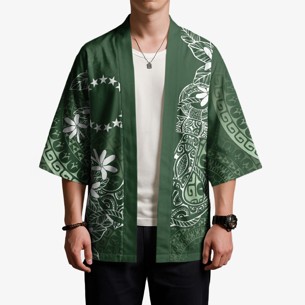 Sage Green Kuki Airani Tapakau Kimono Tribal Anchor Mix Tiare