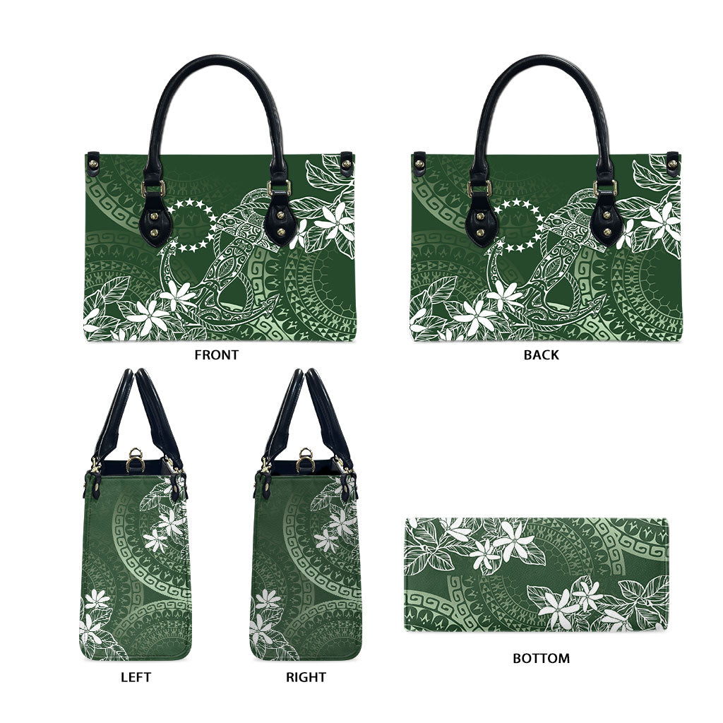 Sage Green Kuki Airani Tapakau Leather Bag Tribal Anchor Mix Tiare