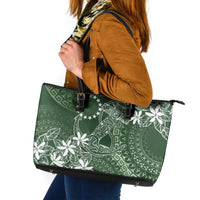 Sage Green Kuki Airani Tapakau Leather Tote Bag Tribal Anchor Mix Tiare
