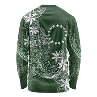 Sage Green Kuki Airani Tapakau Long Sleeve Shirt Tribal Anchor Mix Tiare