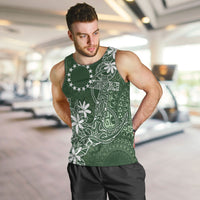 Sage Green Kuki Airani Tapakau Men Tank Top Tribal Anchor Mix Tiare