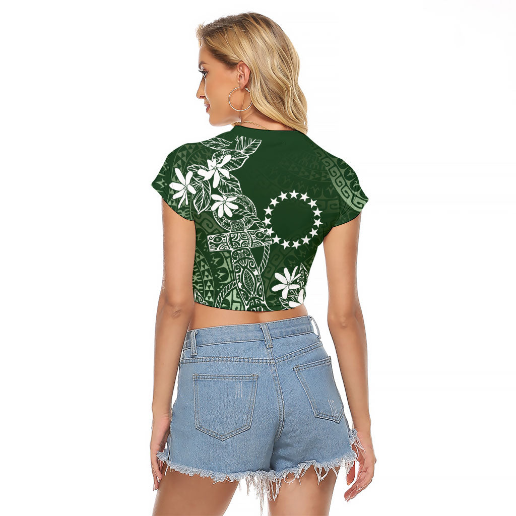 Sage Green Kuki Airani Tapakau Raglan Cropped T Shirt Tribal Anchor Mix Tiare