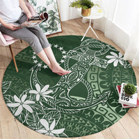Sage Green Kuki Airani Tapakau Round Carpet Tribal Anchor Mix Tiare