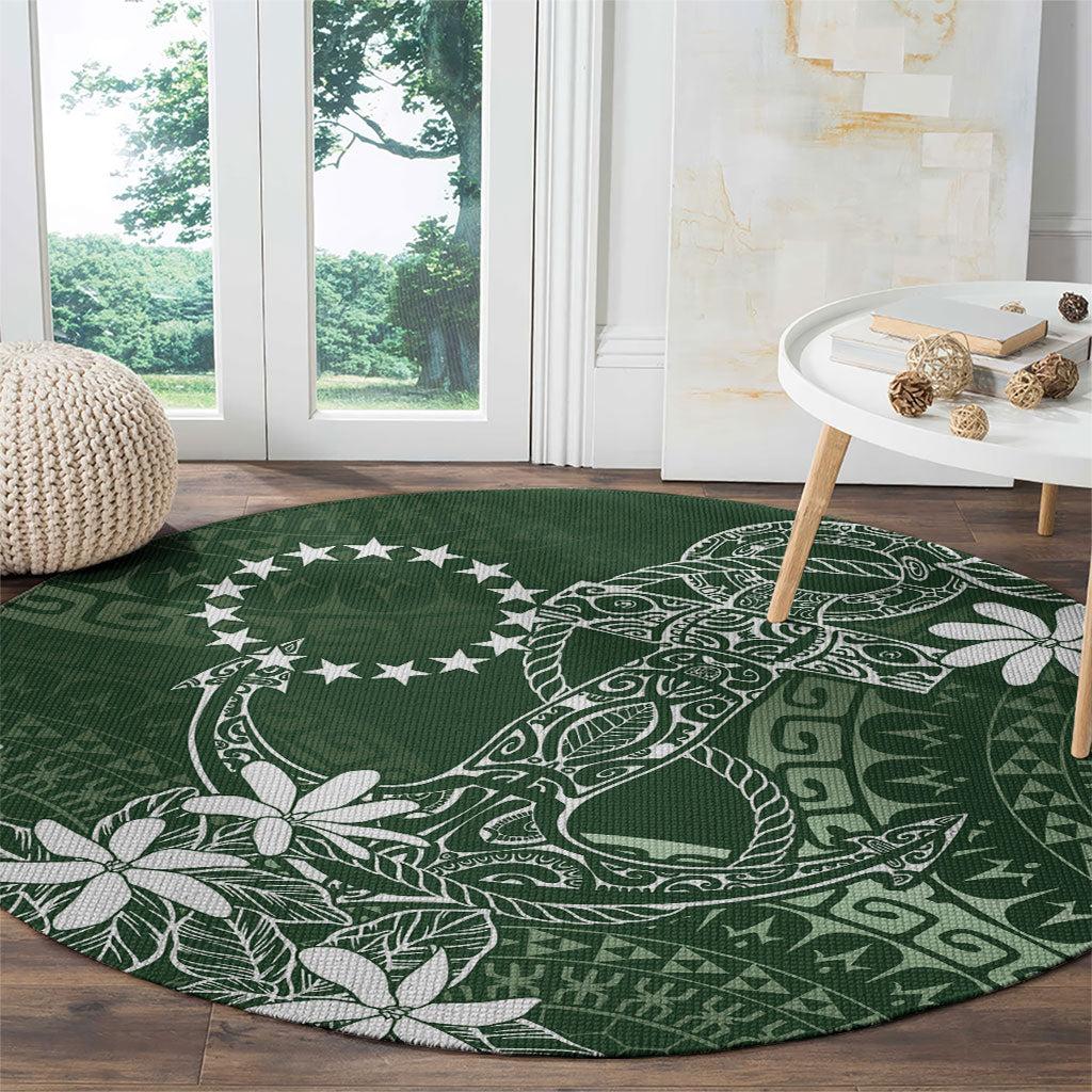 Sage Green Kuki Airani Tapakau Round Carpet Tribal Anchor Mix Tiare