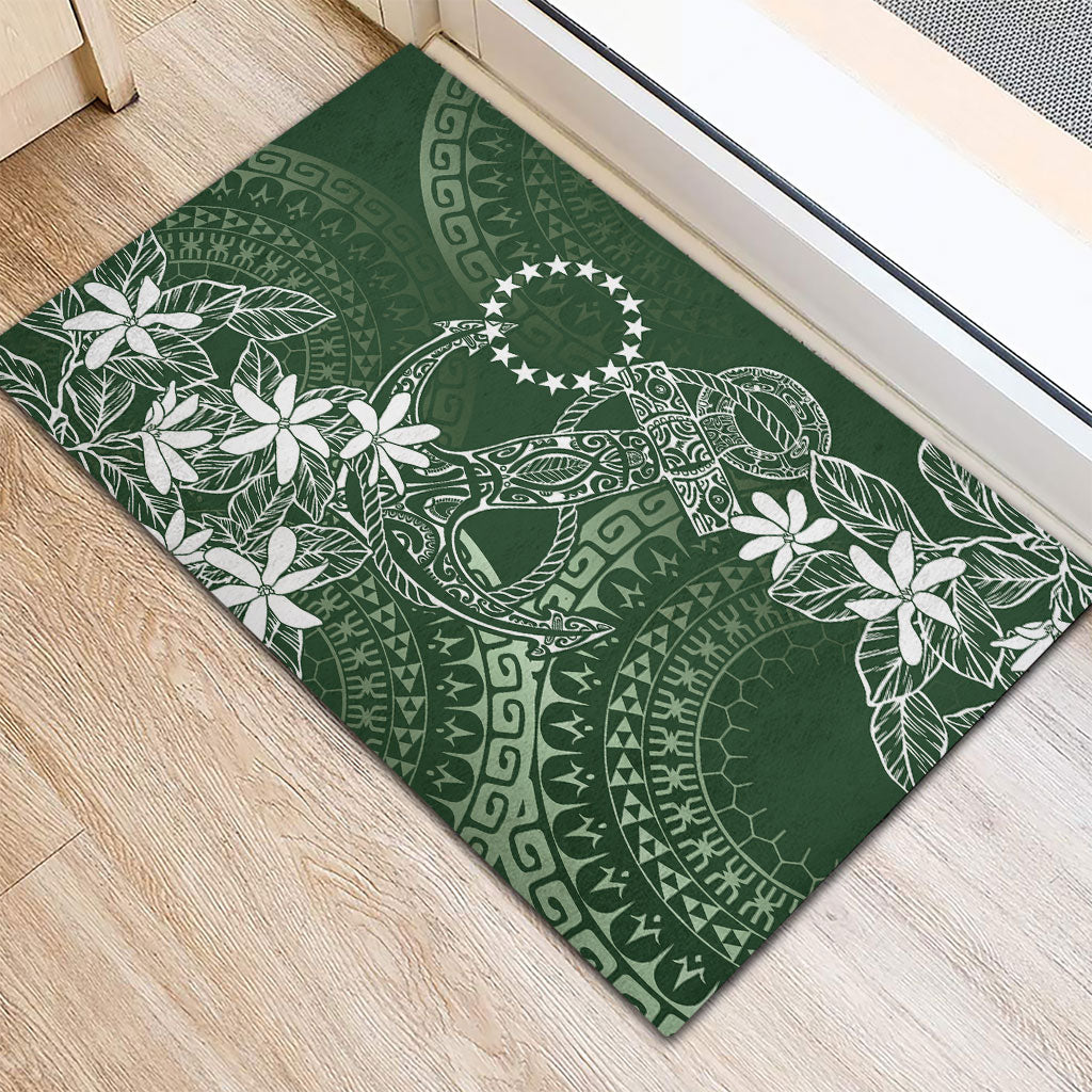 Sage Green Kuki Airani Tapakau Rubber Doormat Tribal Anchor Mix Tiare