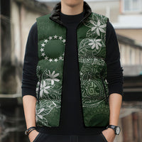 Sage Green Kuki Airani Tapakau Sleeveless Puffer Jacket Tribal Anchor Mix Tiare