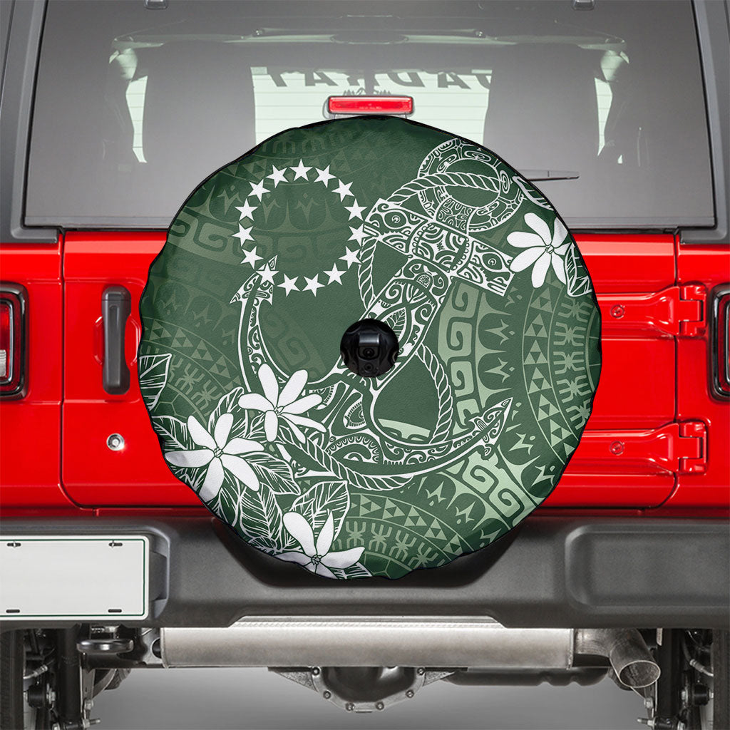 Sage Green Kuki Airani Tapakau Spare Tire Cover Tribal Anchor Mix Tiare