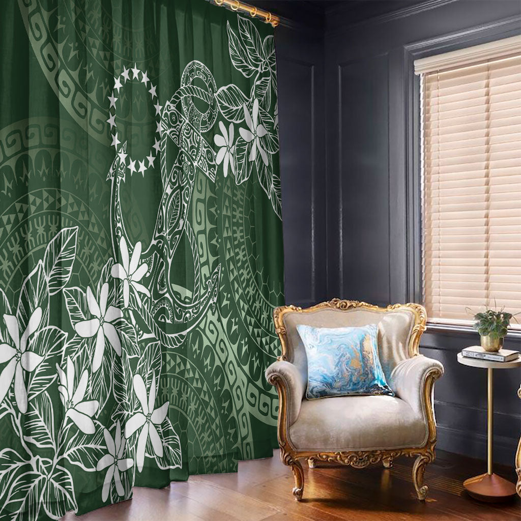 Sage Green Kuki Airani Tapakau Window Curtain Tribal Anchor Mix Tiare