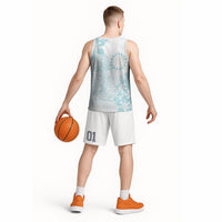 Turquoise Kuki Airani Tapakau Basketball Jersey Tribal Anchor Mix Tiare