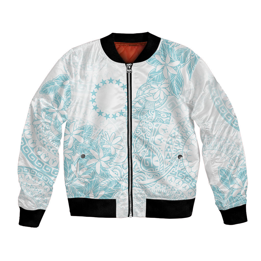 Turquoise Kuki Airani Tapakau Bomber Jacket Tribal Anchor Mix Tiare LT7 Unisex Turquoise - Polynesian Pride