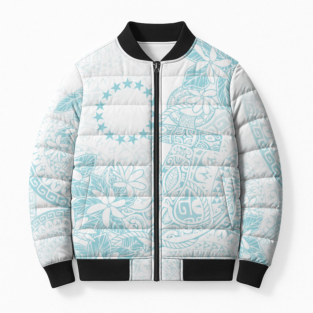 Turquoise Kuki Airani Tapakau Bomber Puffer Jacket Tribal Anchor Mix Tiare LT7 Unisex Turquoise - Polynesian Pride