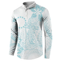 Turquoise Kuki Airani Tapakau Button Sweatshirt Tribal Anchor Mix Tiare