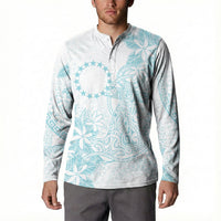Turquoise Kuki Airani Tapakau Button Sweatshirt Tribal Anchor Mix Tiare