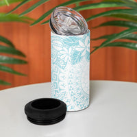 Turquoise Kuki Airani Tapakau 4 in 1 Can Cooler Tumbler Tribal Anchor Mix Tiare