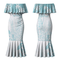 Turquoise Kuki Airani Tapakau Couples Matching Mermaid Dress and Hawaiian Shirt Tribal Anchor Mix Tiare LT7 - Polynesian Pride