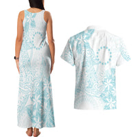 Turquoise Kuki Airani Tapakau Couples Matching Tank Maxi Dress and Hawaiian Shirt Tribal Anchor Mix Tiare