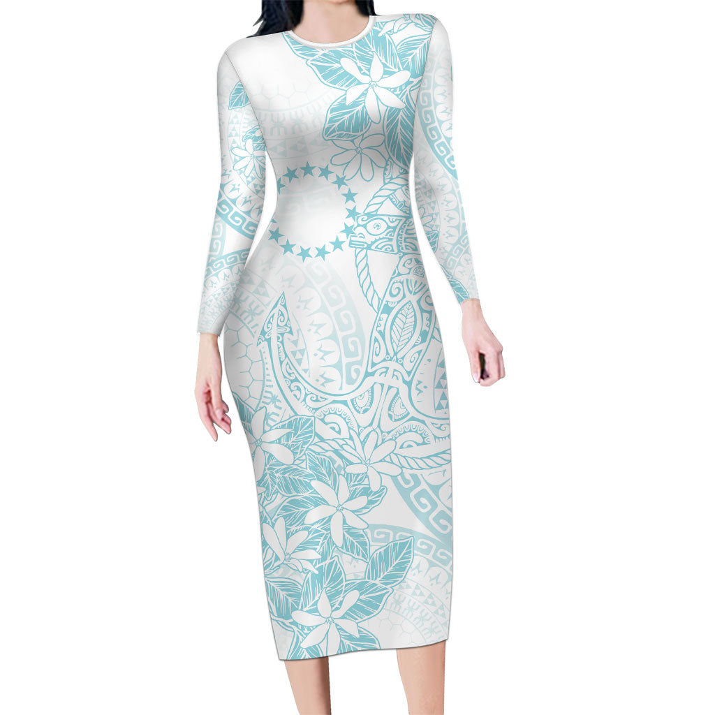 Turquoise Kuki Airani Tapakau Family Matching Long Sleeve Bodycon Dress and Hawaiian Shirt Tribal Anchor Mix Tiare