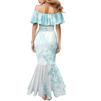 Turquoise Kuki Airani Tapakau Family Matching Mermaid Dress and Hawaiian Shirt Tribal Anchor Mix Tiare