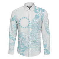 Turquoise Kuki Airani Tapakau Family Matching Off The Shoulder Long Sleeve Dress and Hawaiian Shirt Tribal Anchor Mix Tiare