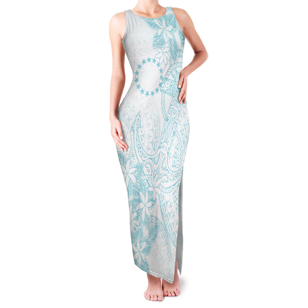 Turquoise Kuki Airani Tapakau Family Matching Tank Maxi Dress and Hawaiian Shirt Tribal Anchor Mix Tiare