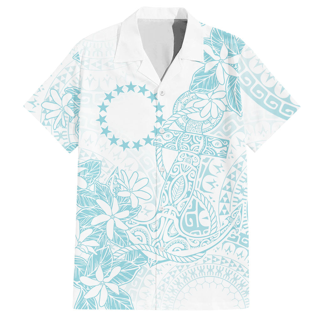 Turquoise Kuki Airani Tapakau Hawaiian Shirt Tribal Anchor Mix Tiare