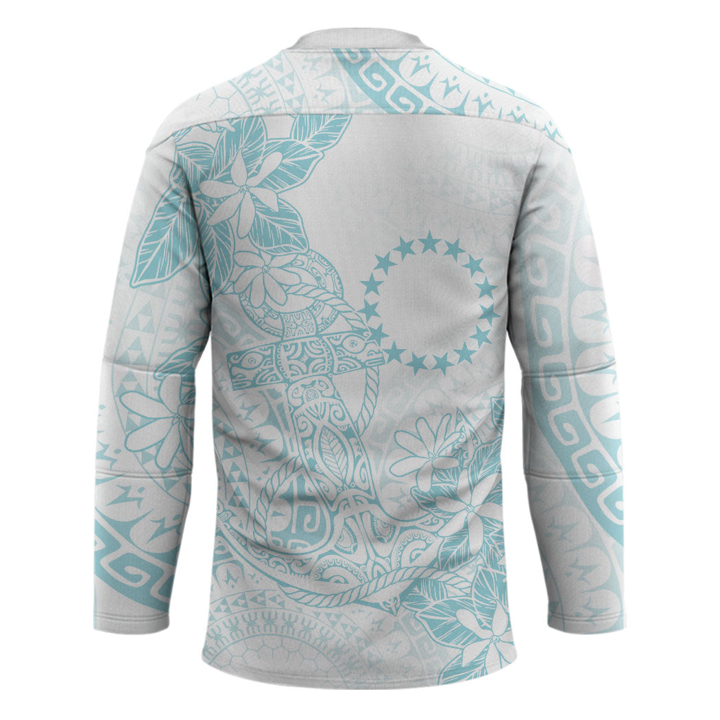 Turquoise Kuki Airani Tapakau Hockey Jersey Tribal Anchor Mix Tiare