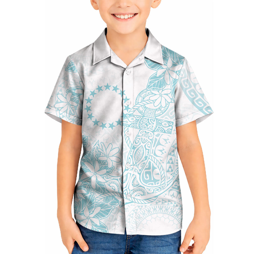 Turquoise Kuki Airani Tapakau Kid Hawaiian Shirt Tribal Anchor Mix Tiare LT7 Kid Turquoise - Polynesian Pride