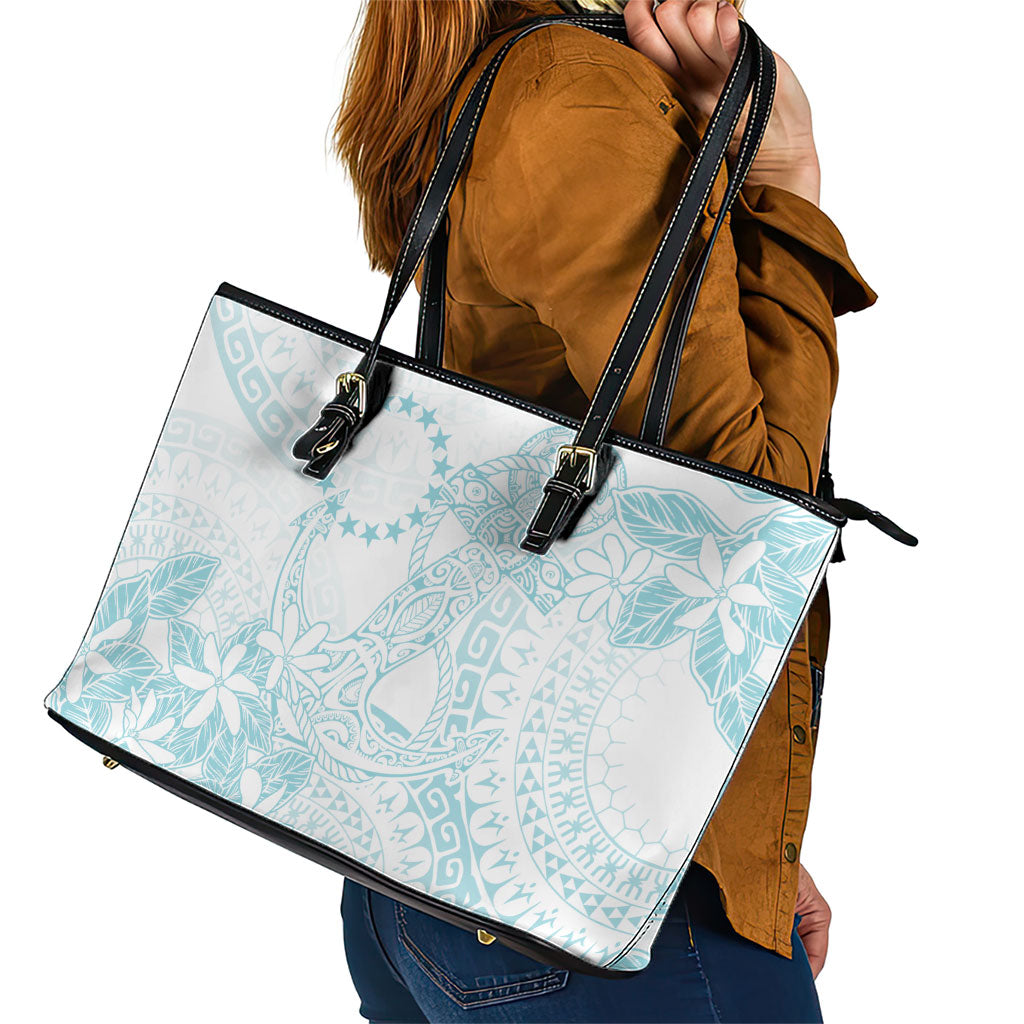 Turquoise Kuki Airani Tapakau Leather Tote Bag Tribal Anchor Mix Tiare