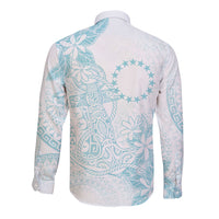 Turquoise Kuki Airani Tapakau Long Sleeve Button Shirt Tribal Anchor Mix Tiare
