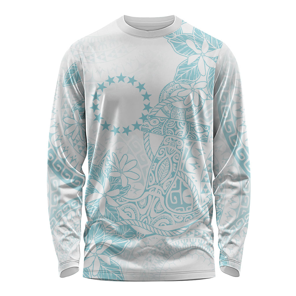 Turquoise Kuki Airani Tapakau Long Sleeve Shirt Tribal Anchor Mix Tiare