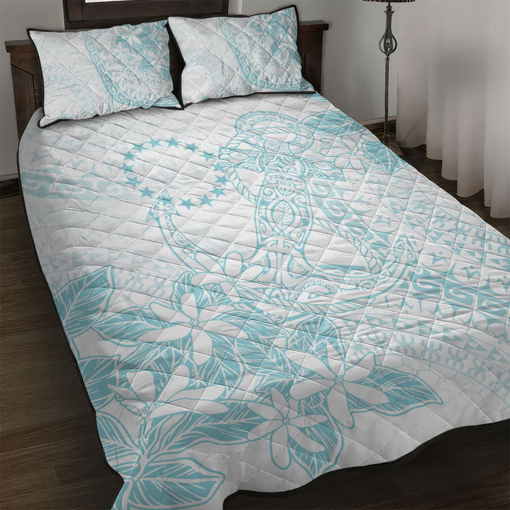 Turquoise Kuki Airani Tapakau Quilt Bed Set Tribal Anchor Mix Tiare LT7 Turquoise - Polynesian Pride