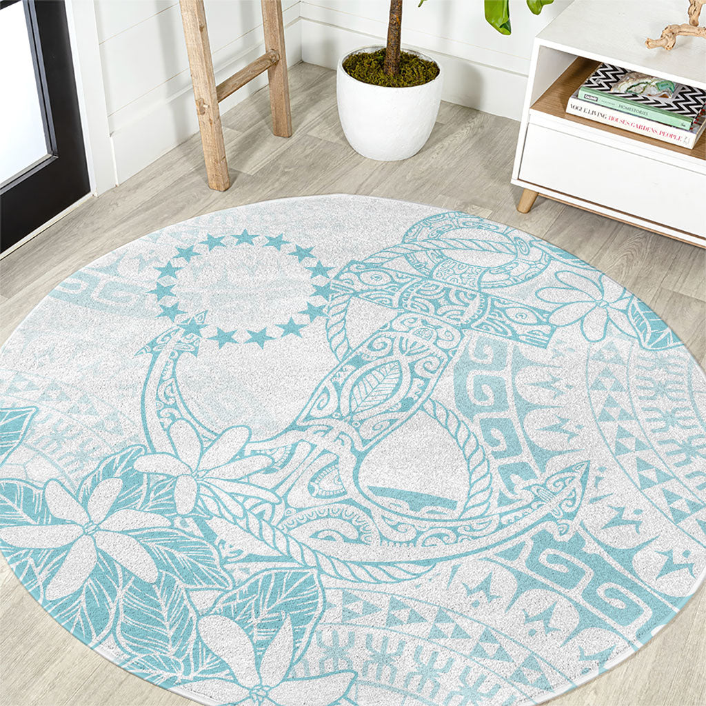 Turquoise Kuki Airani Tapakau Round Carpet Tribal Anchor Mix Tiare LT7 Turquoise - Polynesian Pride