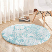 Turquoise Kuki Airani Tapakau Round Carpet Tribal Anchor Mix Tiare