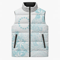 Turquoise Kuki Airani Tapakau Sleeveless Puffer Jacket Tribal Anchor Mix Tiare