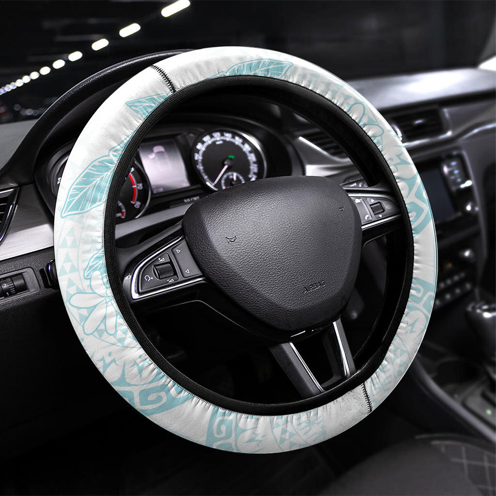 Turquoise Kuki Airani Tapakau Steering Wheel Cover Tribal Anchor Mix Tiare