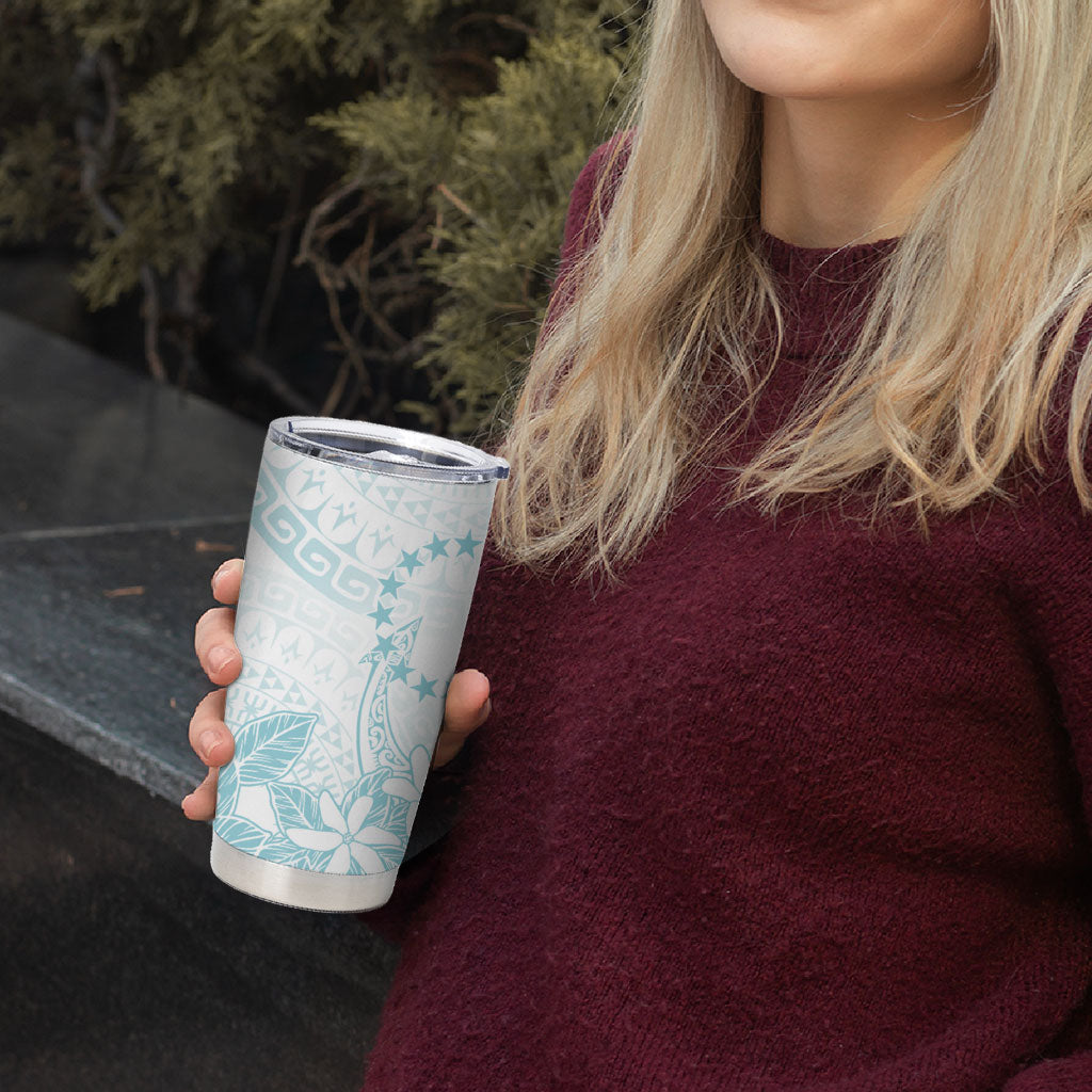 Turquoise Kuki Airani Tapakau Tumbler Cup Tribal Anchor Mix Tiare