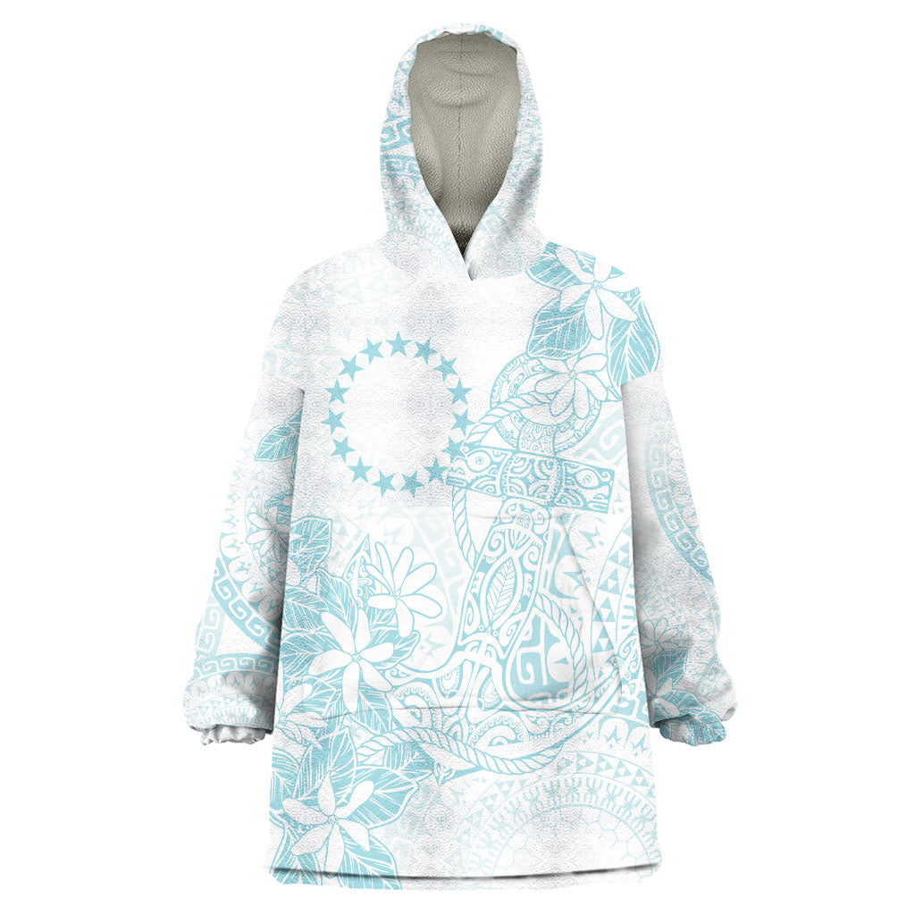 Turquoise Kuki Airani Tapakau Wearable Blanket Hoodie Tribal Anchor Mix Tiare
