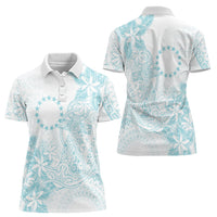 Turquoise Kuki Airani Tapakau Women Polo Shirt Tribal Anchor Mix Tiare
