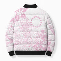 Candy Pink Kuki Airani Tapakau Bomber Puffer Jacket Tribal Anchor Mix Tiare